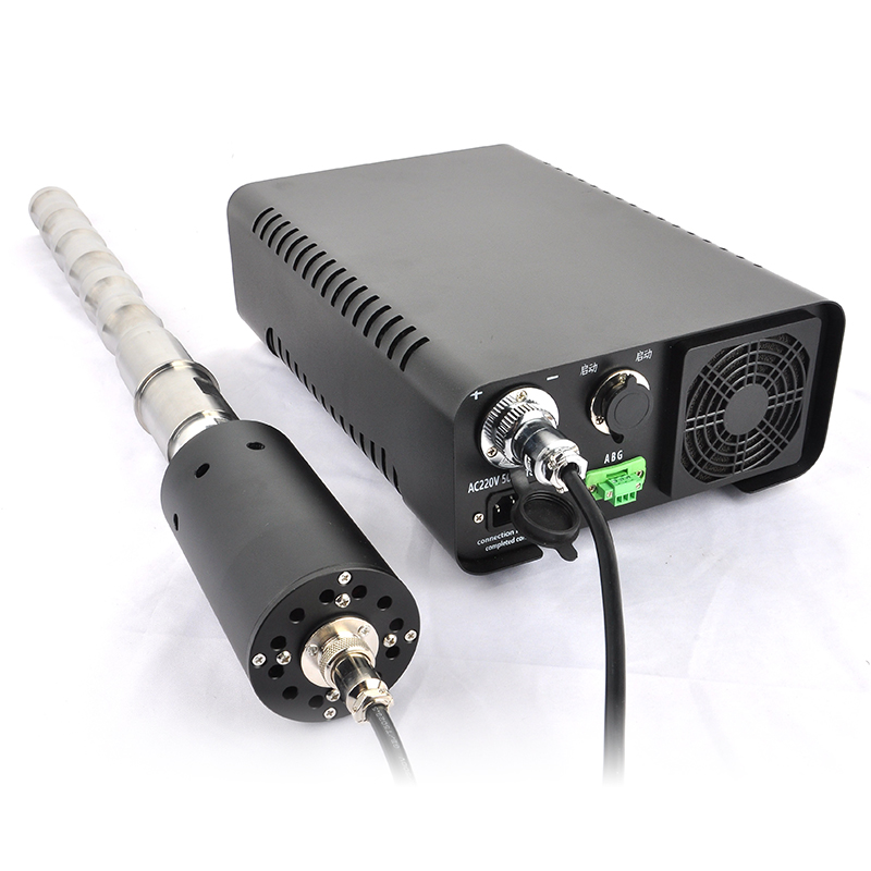 Back view of SIWEEP industrial ultrasonic homogenizer with titanium alloy probe and digital generator connection