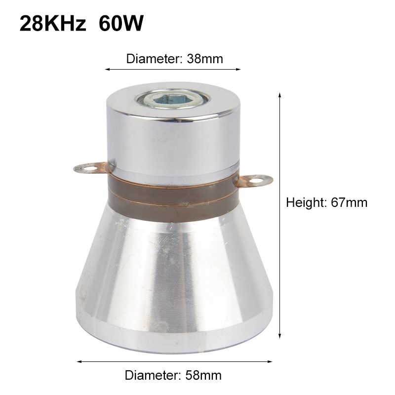 28kHz 60W piezoelectric ultrasonic cleaning transducer dimension drawing with mounting dimensions and technical specifications.